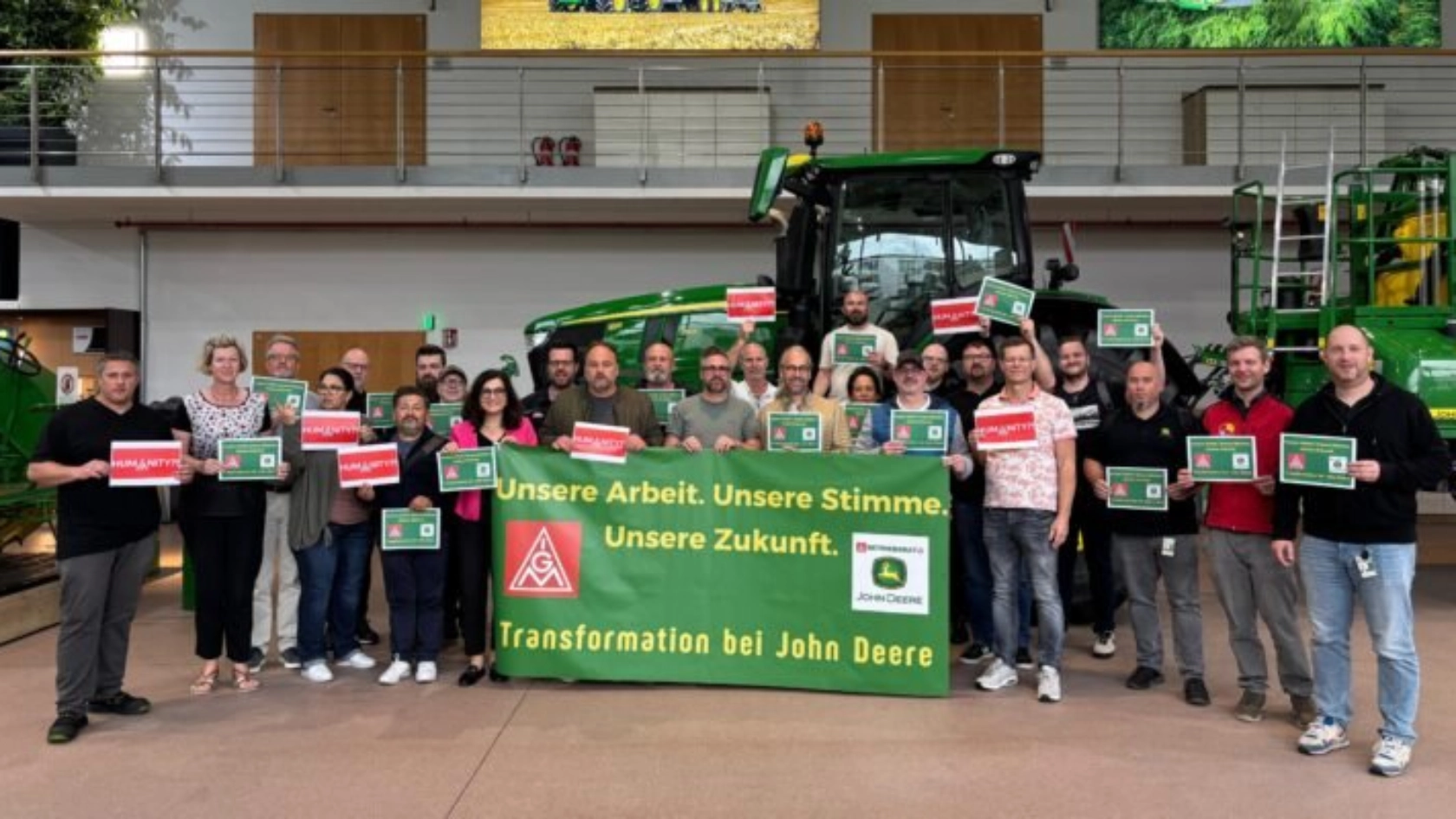 Zukunftskonferenz bei  John Deere unter dem Motto "Unsere Arbeit. Unsere Stimme. Unsere Zukunft. Transformation bei John Deere."