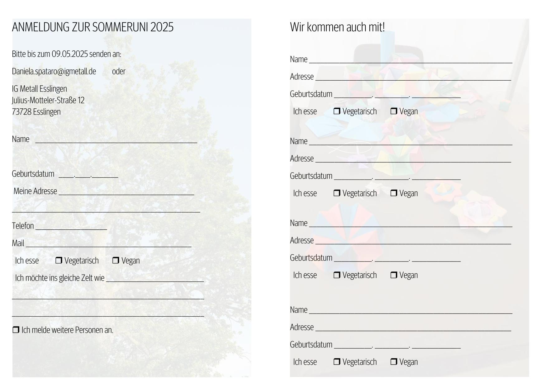 Sommeruni Anmeldeformular 2025