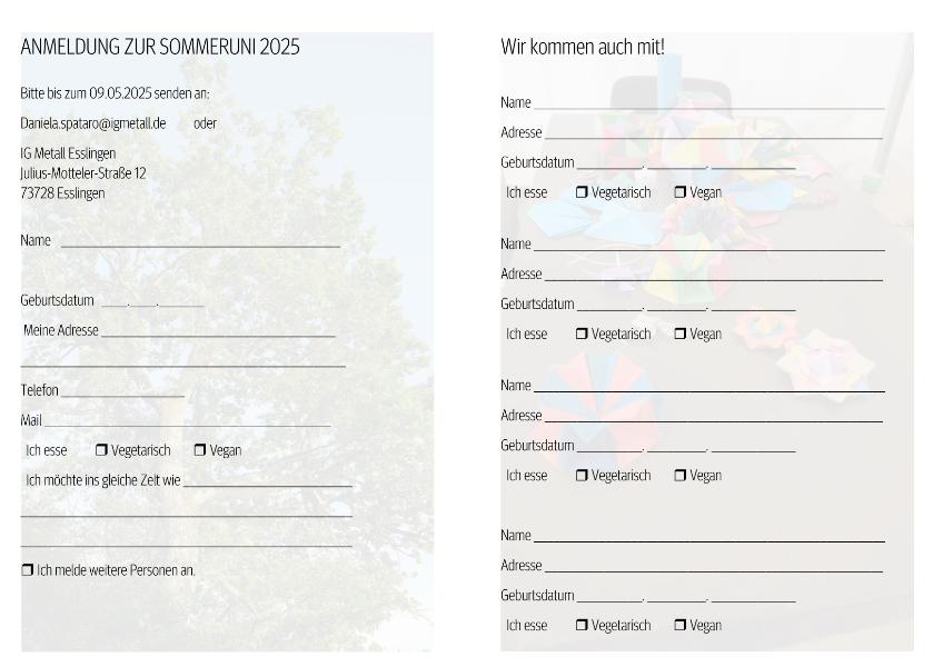 Sommeruni Anmeldeformular 2025